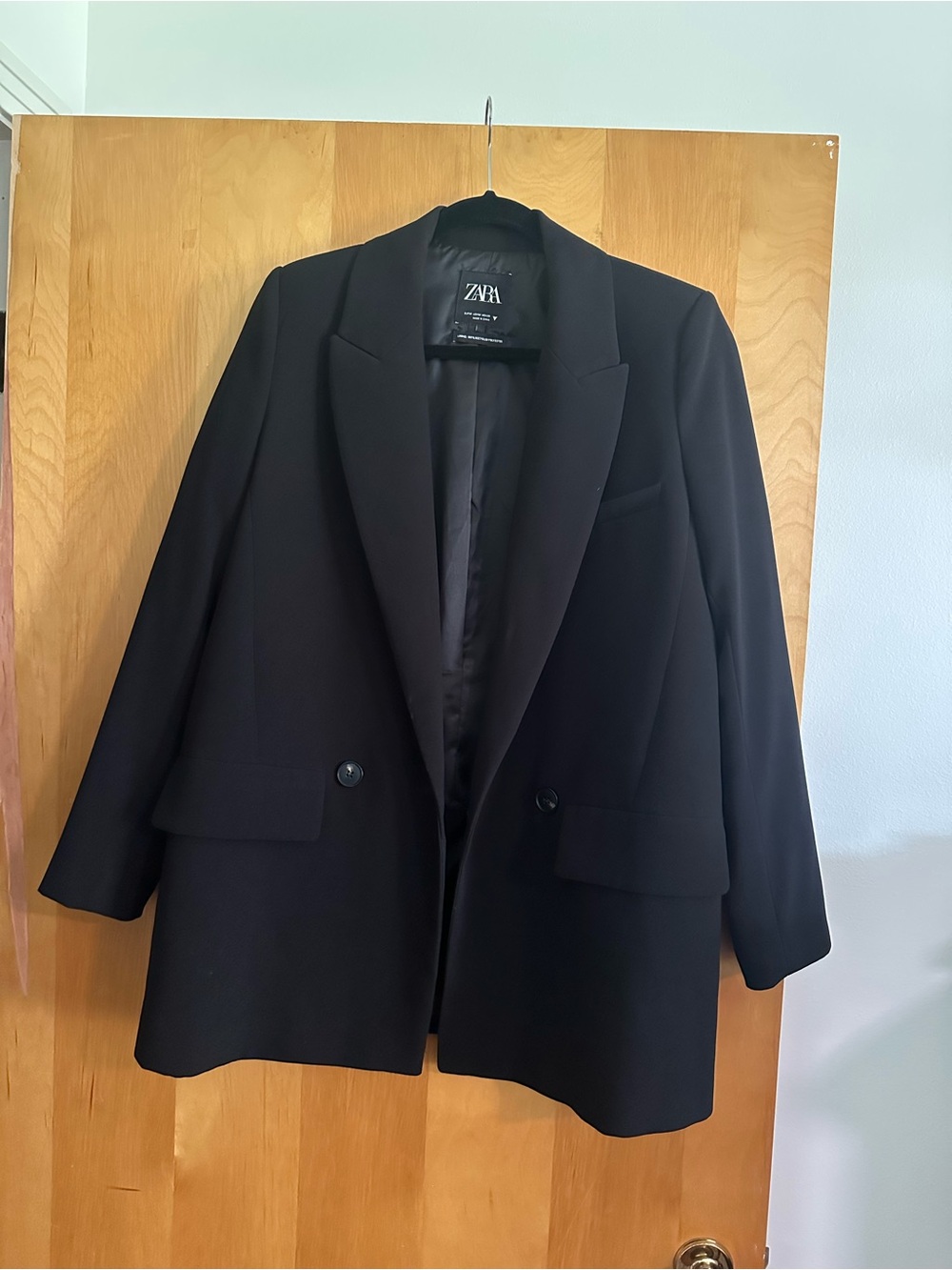 ZARA Oversized Black Double-Breasted Blazer